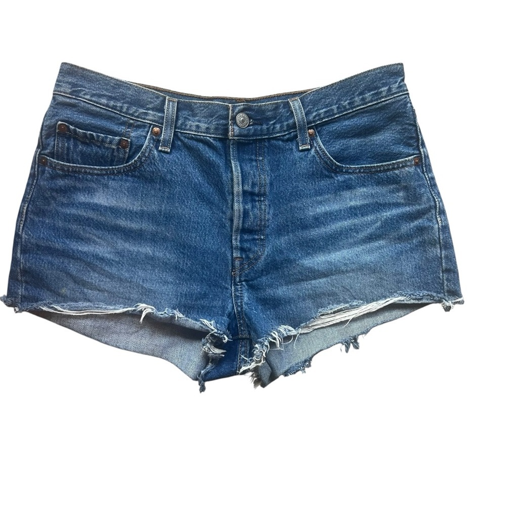 Levi's 501 Premium Denim High Rise Cut Off Jean Shorts Button Fly Size 29